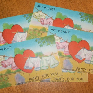 Lot de 5 cartes postales WW2 Militaria Memorabilia 1943 My Heart Pants for You - Non posté