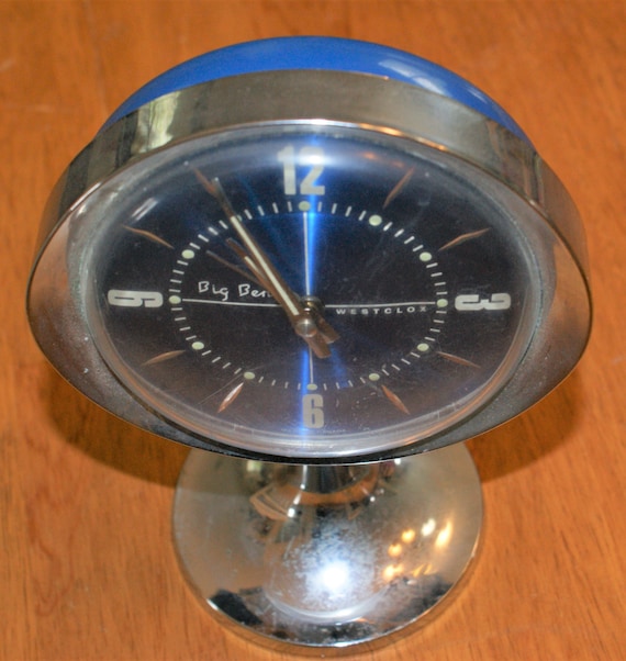Vintage Westclox Big Ben Chrome Pedestal Base Alarm Clock Works