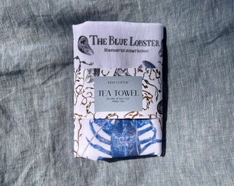 Blue Lobster Tea Towel, Nautical Tea Towel, Lobster Dishcloth, Nautical Kitchen
