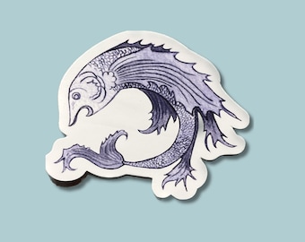 Fish Sticker, watercolor sticker, vinyl waterproof sticker