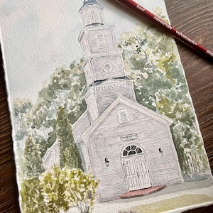 Custom Hand Painted House or Church Portrait, Realtor Gift image 1