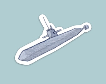 Submarine Sticker, watercolor sticker, vinyl waterproof sticker