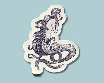 Pegatina de sirena, pegatina de acuarela, pegatina de vinilo impermeable