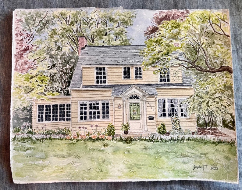 Custom Hand Painted House or Church Portrait, Realtor Gift image 2