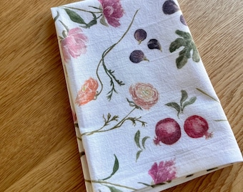 Madeleine Tea Towel, Floral Tea Towel, Peony & Fig Kitchen Towel
