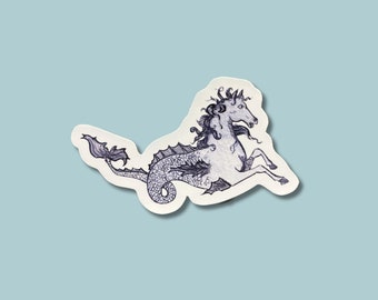 Sea Horse Sticker, watercolor sticker, vinyl waterproof sticker