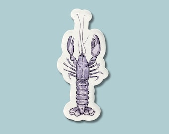Blue Lobster Sticker, watercolor sticker, vinyl waterproof sticker