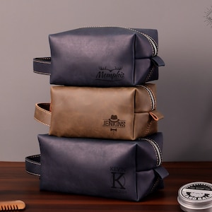 Trousse de toilette personnalisée pour homme - Trousse de toilette en cuir, Trousse de toilette pour homme, Cadeau garçon d'honneur, Cadeau pour papa, Cadeau d'anniversaire, Cadeau de Noël