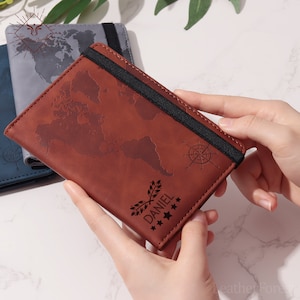 Fundas de pasaporte personalizadas: funda de pasaporte de cuero sintético, funda de pasaporte RFID, billetera para pasaporte, regalo de viaje, regalo para parejas, pasaporte con monograma