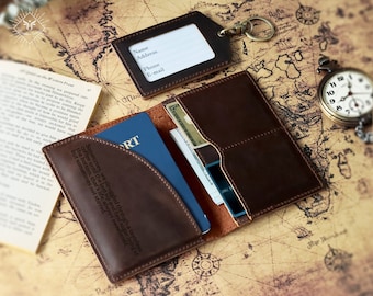 Personalized Leather Passport Covers - Custom Passport Holder, Passport Wallet, Monogram Passport, Full-grain Leather, Travel Gift