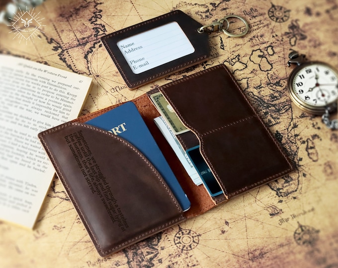 Personalisierte Leder-Passhüllen - Personalisierte Reisepasshülle, Reisepasshülle, Monogramm-Passport, Vollnarbenleder, Reisegeschenk