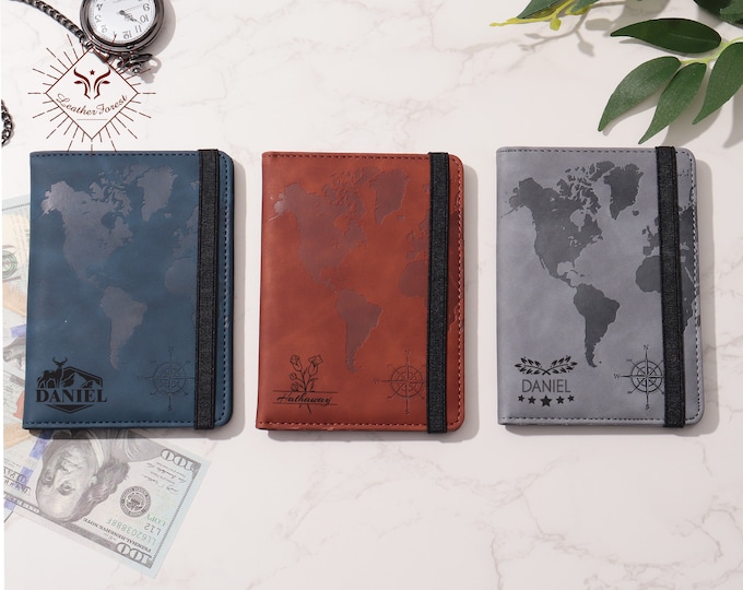 Personalized Leather Passport Covers - Unique Custom Passport Holder, RFID Passport Cover, Traveler's Gift