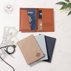 Fundas de pasaporte de cuero personalizadas: titular de pasaporte personalizado único, titular de pasaporte personalizado y juego de etiquetas de equipaje, regalo del viajero