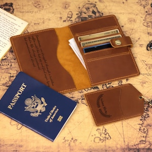Fundas de pasaporte de cuero personalizadas - Porta pasaporte personalizado, Cartera de pasaporte, Pasaporte de monograma, Cuero de grano completo, Regalo de viaje