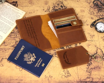 Personalized Leather Passport Covers - Custom Passport Holder, Passport Wallet, Monogram Passport, Full-grain Leather, Travel Gift