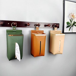 Creative Hangable Tissue Box - Faux Leather Tissue Box, Wall Hanging Tissue Organizer, Multi-colours Tissue Box, Car Tissue Box, PU Leather