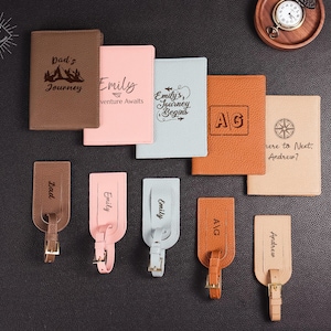 Estuche para pasaporte personalizado y etiqueta para equipaje: funda para pasaporte, etiqueta para equipaje personalizada, estuche para pasaporte personalizado, juego de viaje de cuero