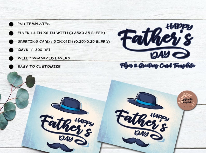 Father\u2019s day Flyer /& Greeting card Template Illustration DIY Photoshop Template Design Template poster