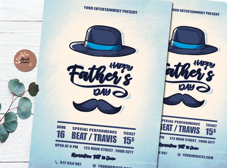 Father\u2019s day Flyer /& Greeting card Template Illustration DIY Photoshop Template Design Template poster
