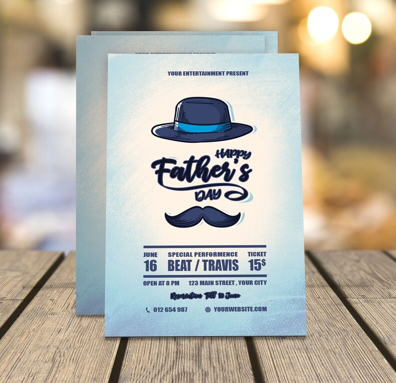 Father\u2019s day Flyer /& Greeting card Template Illustration DIY Photoshop Template Design Template poster