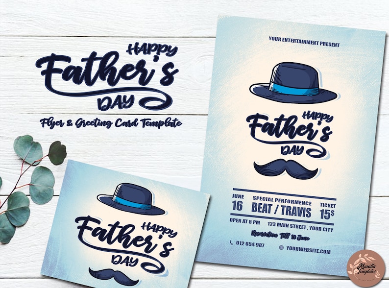 Father\u2019s day Flyer /& Greeting card Template Illustration DIY Photoshop Template Design Template poster