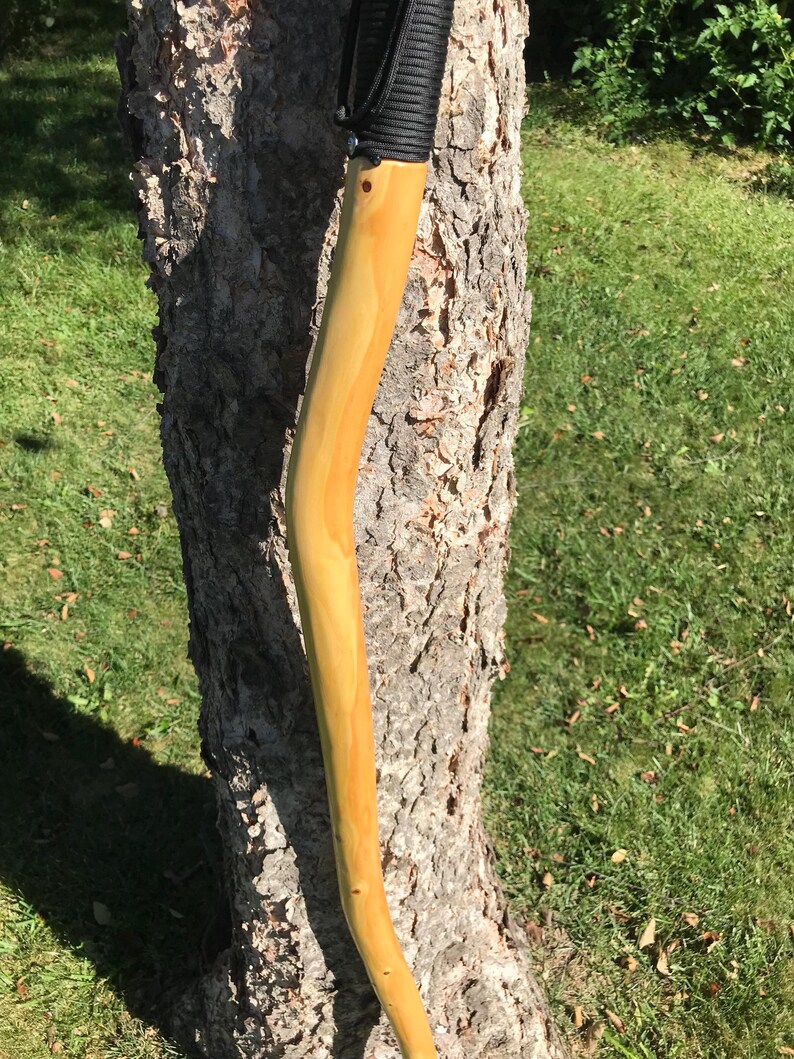 56inch Hiking Stick Red Cedar Wood 28oz Weight Natural Bend Black ...
