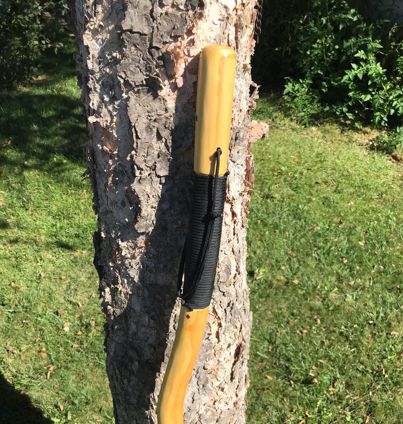 56inch Hiking Stick Red Cedar Wood 28oz Weight Natural Bend Black ...
