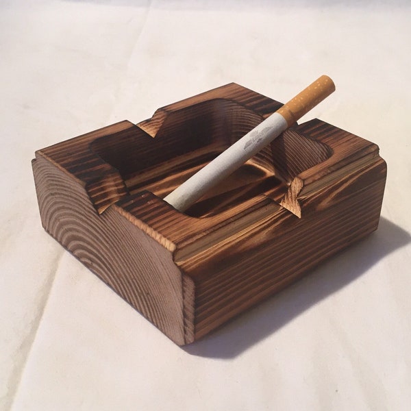 Wooden Ash Tray 3.5in x 3.5in x 2in handmade Rustic Design Reclaimed materials blowtorch finish smoke shop supply Bulk orders available