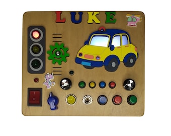 Personalized Gift Busy Board Game Car Christmas Toy With Lights 12 English Children's Melodies Car Sounds Various Switches Button Box LEDs