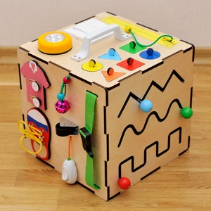 mazes busy box original birthday present for toddler with lantern Activity board zipper switches abacus bell and buckles. locks