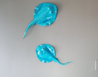 Handcrafted Stingrays Wall Decor | Coastal & Nautical Blue Rays Art | Gifts for Ocean Lovers