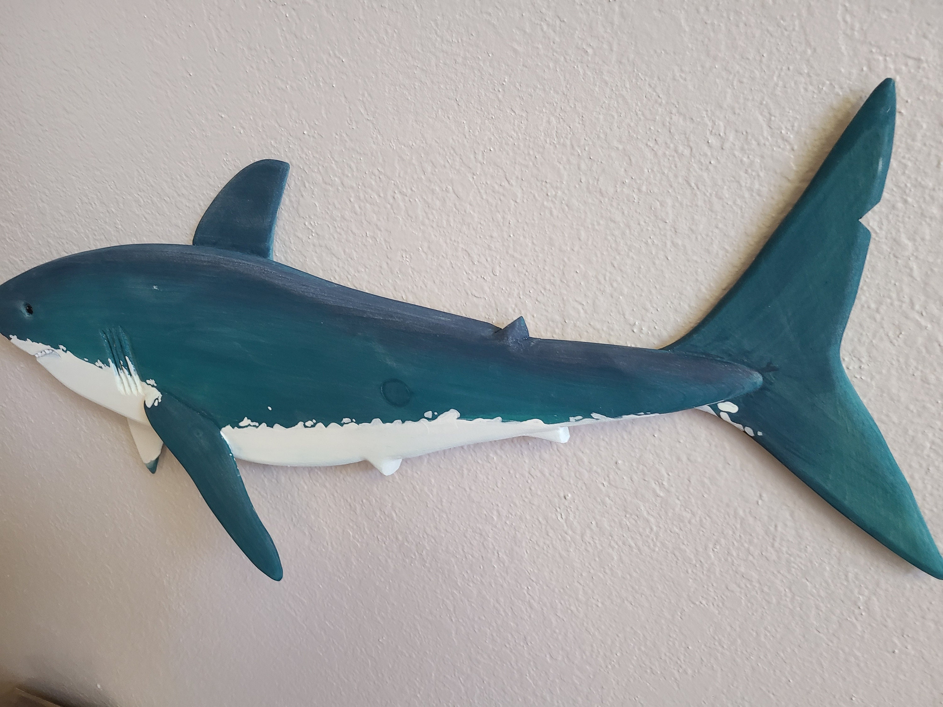 Wood Shark Wall art 25 Wood Beach Wall Art Nautical Blue Etsy