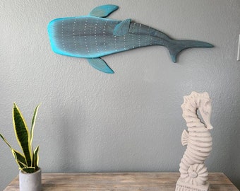 Whale Shark Wall Art 28" | Nautical Wood Wall Decor | Coastal Home