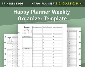 Weekly Hourly Happy Planner Printable Template WO2P Inserts | Etsy