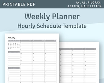 Weekly Planner Printable Template 2023 - 2024, Personal Planner Hourly  Schedule, Hourly Planner, Work Planner, Week Agenda