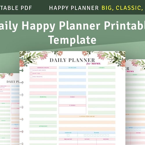 Daily Hourly Happy Planner Template Printable Inserts for | Etsy
