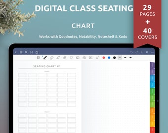 Digital Class Seating Chart, Teacher Planner, 40+ Covers (For Goodnotes, Notability)