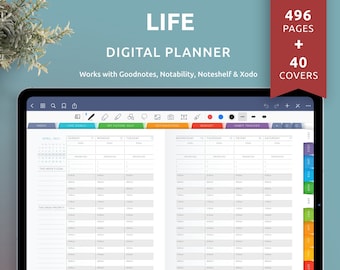 2024 Life Planner Digital pour Goodnotes / Notability, Ipad / Android, plus de 40 modèles de couverture personnalisés