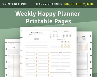 Weekly Happy Planner Printable, Habit Tracker (PDF Pattern)