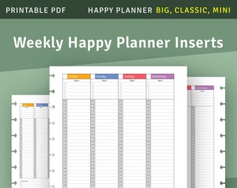 Plantilla de organizador sin fecha para insertar en el planificador semanal (PDF)