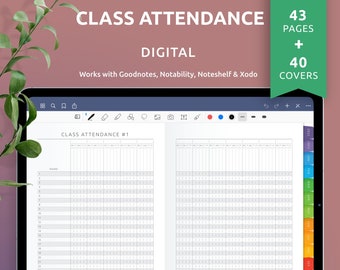 Digital Class Attendance Sheet for iPad / Android Tablet, Goodnote Homeschool Attendance Log, 40+ Custom Covers