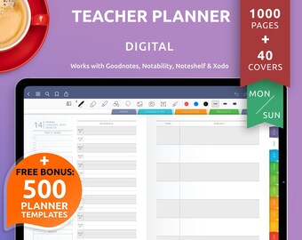 2024 + 2025 Digital Teacher Planner for Goodnotes, Notability, Lesson Plan Templates for iPad, Android, 80 Custom Covers +800 Templates,