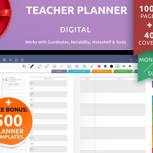 Teacher Digital Planner 2023 2024 Digital Planner Goodnotes Etsy