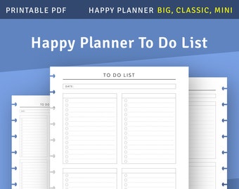 Minimalist Daily To Do List Template for Happy Planner Classic / Big / Mini, MAMBI Planner Printable Inserts