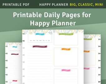 Daily Planner Insert, Happy Planner Template, Day at a Glance (PDF)
