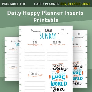 Happy Planner Daily Pages, Printable Day Organize Inserts for Happy Planner Classic / Big / Mini