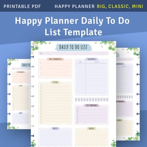 Daily To-Do List Template for Happy Planner Classic / Big / Mini, Printable To Do Refill