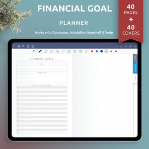 Digital Finance Goal Planner for iPad or Android Tablet, Goodnotes / Notability Monthly Budget Planner, 40+ Custom Covers