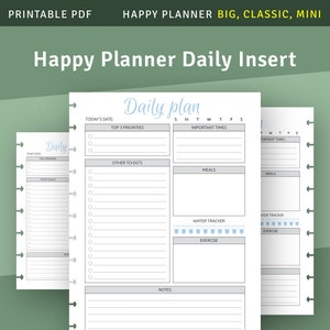 Daily Plan with to-do list for Happy Planner Classic, Mini, Big, Printable Planner Template