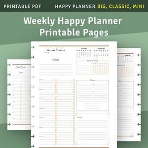 Wöchentlicher Happy Planner mit Habit Tracker, Weekly Agenda Template für Happy Planner Classic / Big / Mini